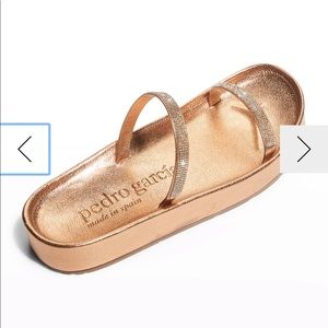 Pedro Garcia Alaia Metallic Crystal Flatform Sandals